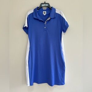 FootJoy Stretch Piques Performance Knit Golf Dress, Blue/White, size L